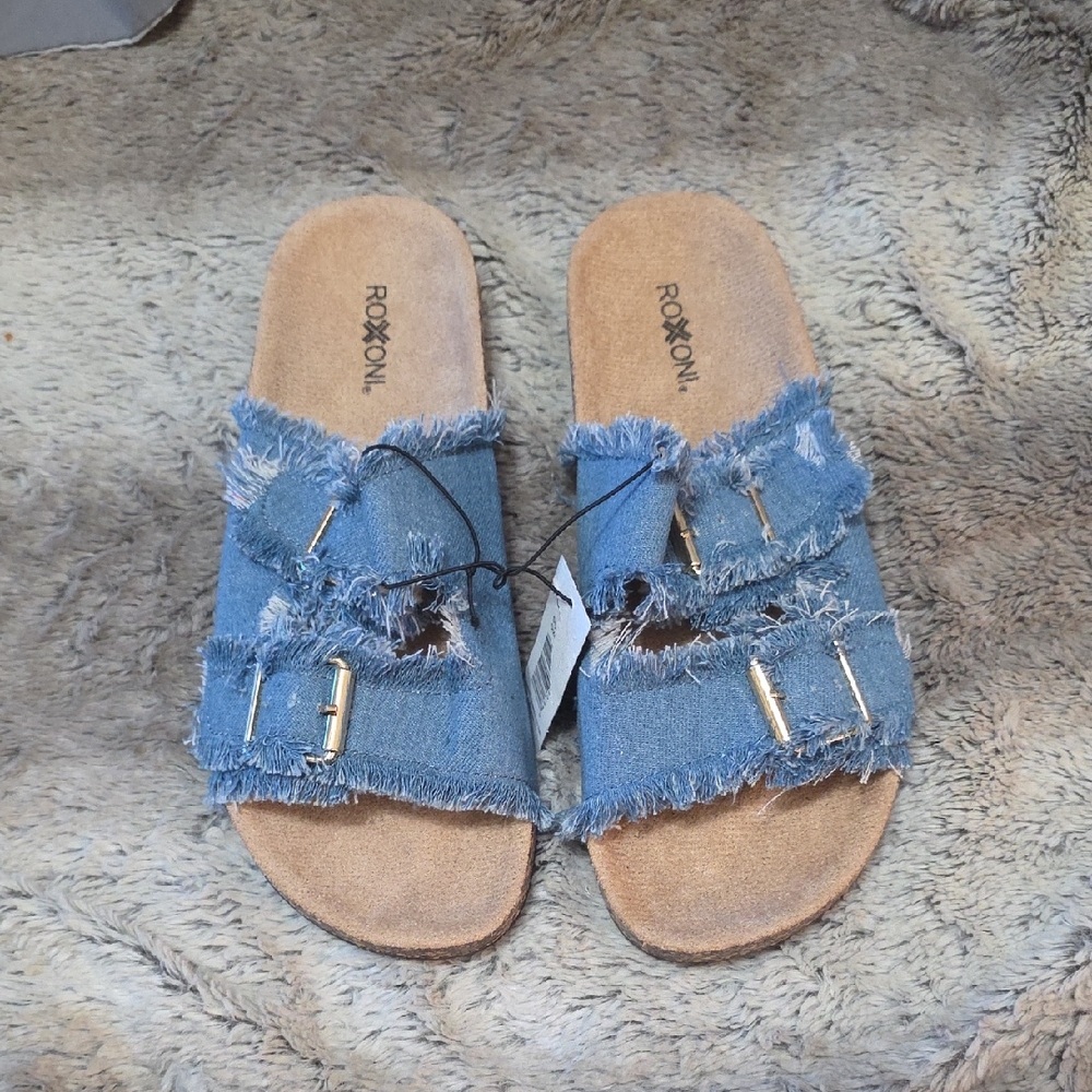 Blue Denim Slide Sandals